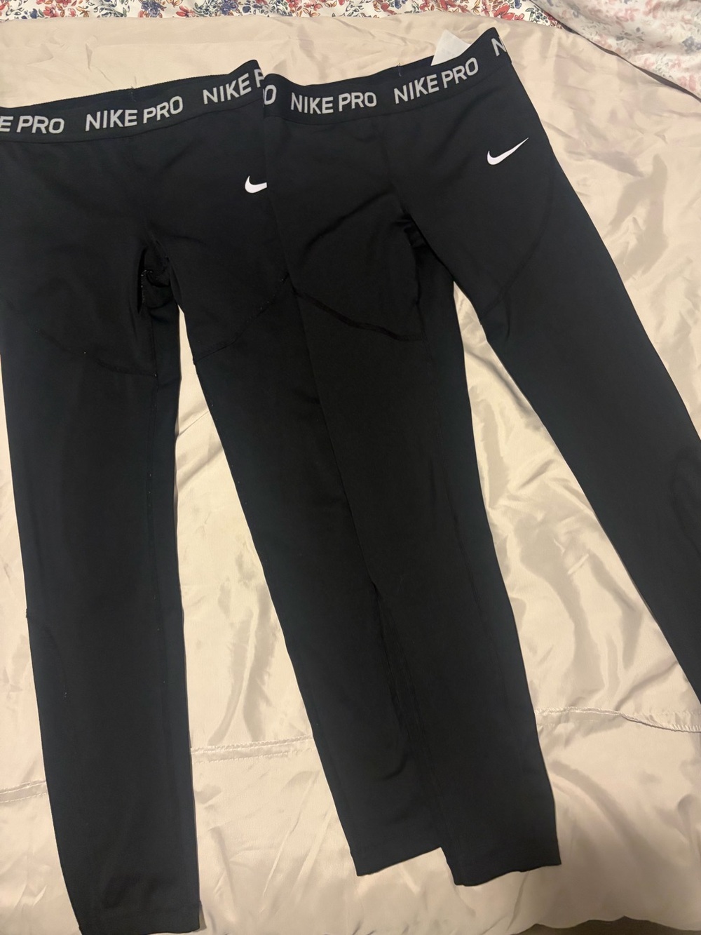 2 pairs of Nike Kids Black 'NIKE PRO' Performance Leggings - White Swoosh